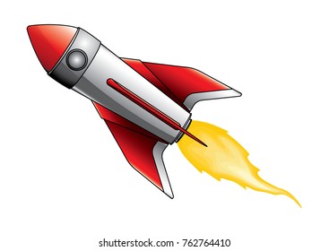 Vector cartoon rocket start up isolated on white background,line,for graphic design,Web site