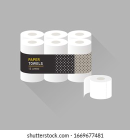 vector cartoon rolls of toilet paper / combination package / hygiene products / illustration, isolated, sign, icon template  