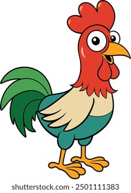 Vector of cartoon rooster vector illustration on white