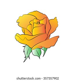 Vector cartoon rose on white background.