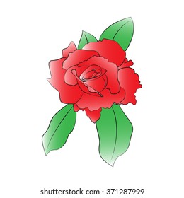 Vector cartoon rose on white background.