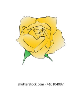 Vector cartoon rose on white background.