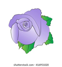 Vector cartoon rose on white background.