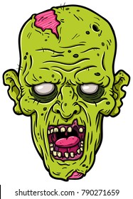 Vector Cartoon Rotting Zombie Head