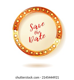 Vector cartoon round frame of tangled wire with colorful christmas lights.