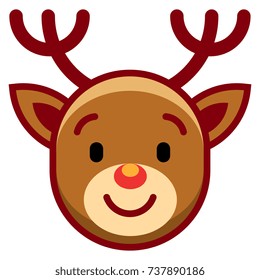 Vector Cartoon Rudolph The Reindeer Isolated On White Background