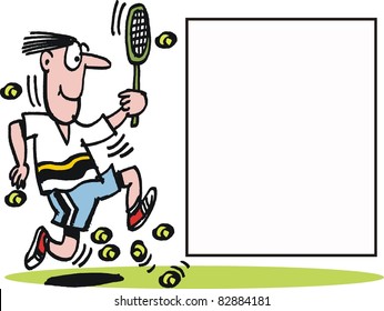 Vector cartoon of running tennis player