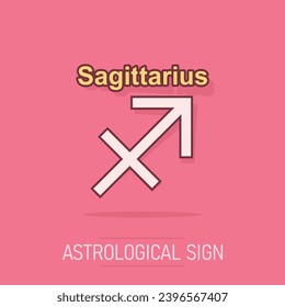 Vector cartoon sagittarius zodiac icon in comic style. Astrology sign illustration pictogram. Sagittarius horoscope business splash effect concept.