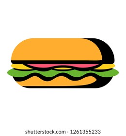 Vector Cartoon Sandwich Icon Isolated On White Background