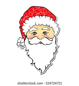 Vector cartoon Santa Claus. Cute personage. Christmas symbol. Element for holiday design isolated on white background.
