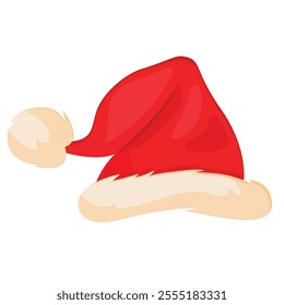 Vector cartoon Santa Claus hat. Christmas and holiday concept. Elements for your design.