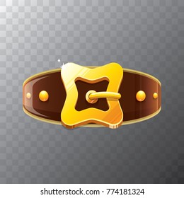 vector cartoon santa claus leather belt with golden buckle isolated on transparent background. vector frame or corner for christmas banner , flyer or poster
