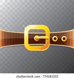 vector cartoon santa claus leather belt with golden buckle isolated on transparent background. vector frame or corner for christmas banner , flyer or poster