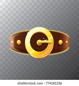 vector cartoon santa claus leather belt with golden buckle isolated on transparent background. vector frame or corner for christmas banner , flyer or poster