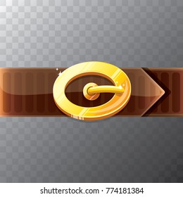 vector cartoon santa claus leather belt with golden buckle isolated on transparent background. vector frame or corner for christmas banner , flyer or poster