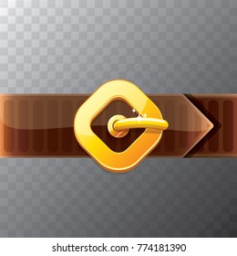 vector cartoon santa claus leather belt with golden buckle isolated on transparent background. vector frame or corner for christmas banner , flyer or poster
