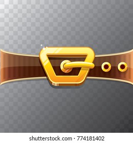 vector cartoon santa claus leather belt with golden buckle isolated on transparent background. vector frame or corner for christmas banner , flyer or poster