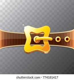 vector cartoon santa claus leather belt with golden buckle isolated on transparent background. vector frame or corner for christmas banner , flyer or poster