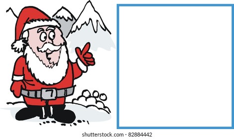 Vector cartoon of Santa Claus in snow
