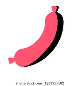 Vector Cartoon Sausage Icon Isolated On White Background