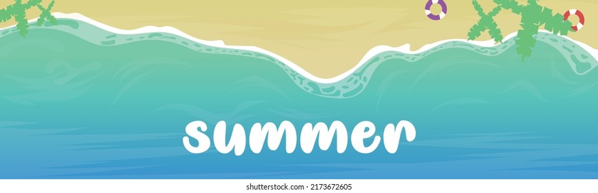 vector cartoon scenery of summer vacation sea next to the coast