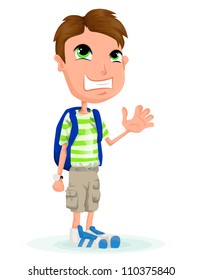 vector cartoon school boy