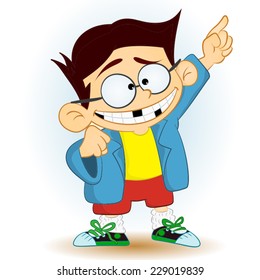 vector cartoon school boy