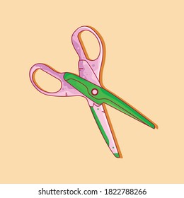Vector cartoon scissors icon in comic style