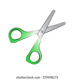 Vector cartoon scissors on white background.