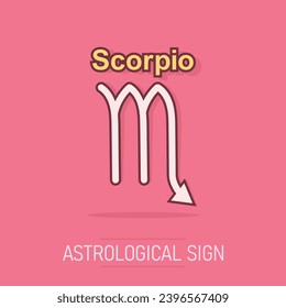 Vector cartoon scorpio zodiac icon in comic style. Astrology sign illustration pictogram. Scorpio horoscope business splash effect concept.