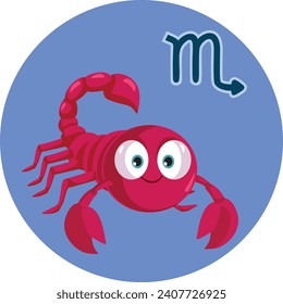 
Vector Cartoon Scorpio Zodiac Sign Funny Illustration. Design isolated on White Background of a scorpion character

