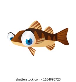 Vector cartoon sea animals. Funny vector sealife animal illustration. Cute isolated Perch fish