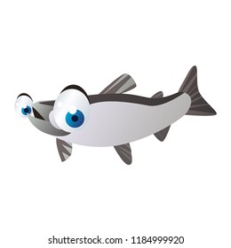 Vector cartoon sea animals. Funny vector sealife animal illustration. Cute isolated Salmon fish image