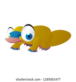 Vector cartoon sea animals. Funny vector sealife animal illustration. Cute isolated Australian marsupial Platypus character