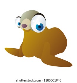 Vector cartoon sea animals. Funny vector sealife animal illustration. Cute isolated Sea lion seal