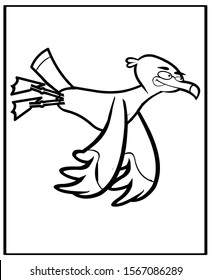 vector cartoon of seagull, coloring book