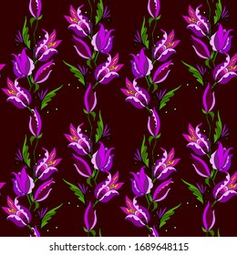 Vector cartoon seamless exotic pattern with flower buds draw doodle style, linear pattern, for design fabric, scarfs, hijab, turkish indian background.