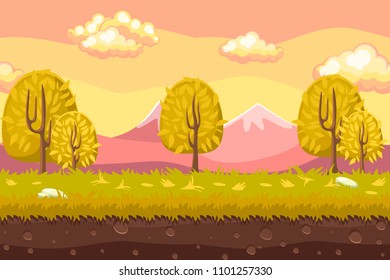 Vector cartoon Seamless landscape background. Horizontal background for games