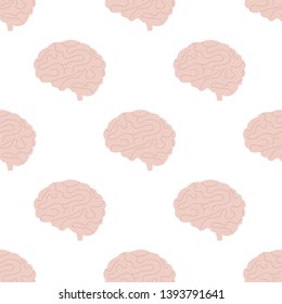 Vector cartoon seamless pattern background with brain.