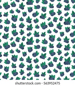 Vector cartoon seamless pattern with blueberry for gift wrapping paper, covering and branding on the white background.