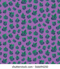 Vector cartoon seamless pattern with blueberry for gift wrapping paper, covering and branding on the purple background.