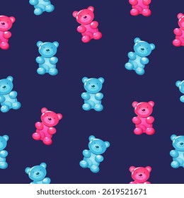 Vetor desenho animado padrão sem costura com doces coloridos de urso geleia.	