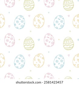 vector cartoon seamless pattern with Easter eggs. cute oultine eggs 