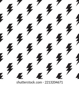 Vector cartoon seamless pattern with flash lightning print. Abstract repeatable thunderbolt background. Black and white endless design.