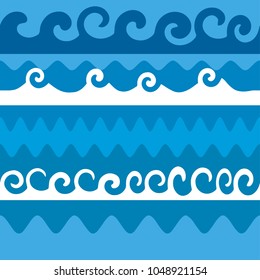 Vector cartoon seamless sea waves