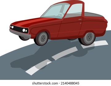 vector Cartoon semi Truck cumping on the road