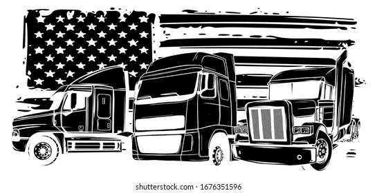 Vector cartoon semi truck illustration design art