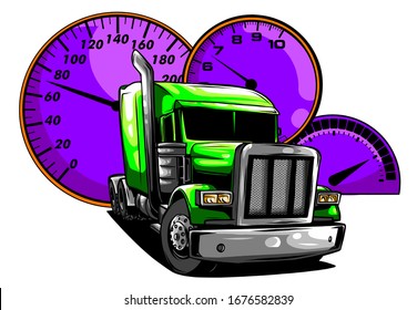 Vector cartoon semi truck illustration design art