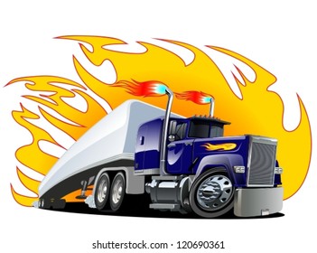 Vector Cartoon Semi Truck. One-click repaint