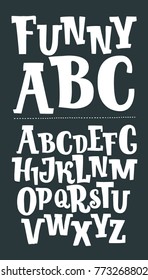 Vector cartoon serif font with Cute cartoon font in hand drawn style. Latin english ABC typface for lettering print, poster, card and graphic design